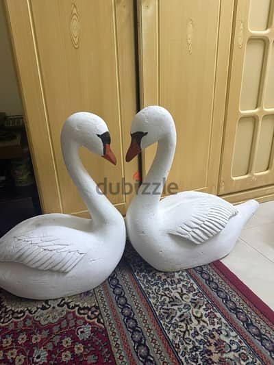 Decorative White  Swans for Events and Backdrops (Set of 2)