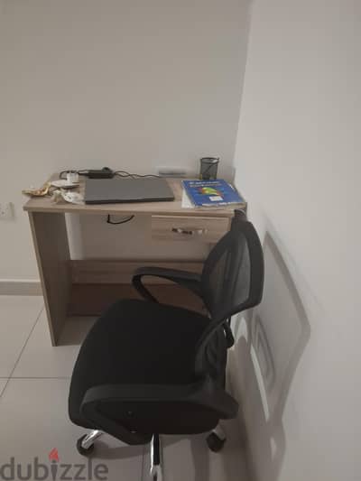 Compact Wooden Study Desk & Black Ergonomic Mesh Office Chair Set