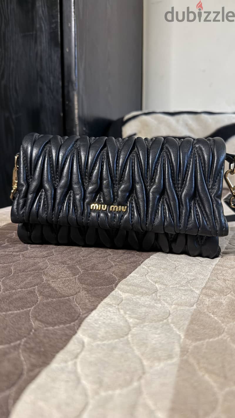 Miu Miu Matelassé Nappa Leather Flap Shoulder Bag in new condition 1