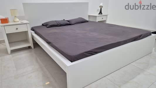 Ikea King Bed 2 side tables Mattress