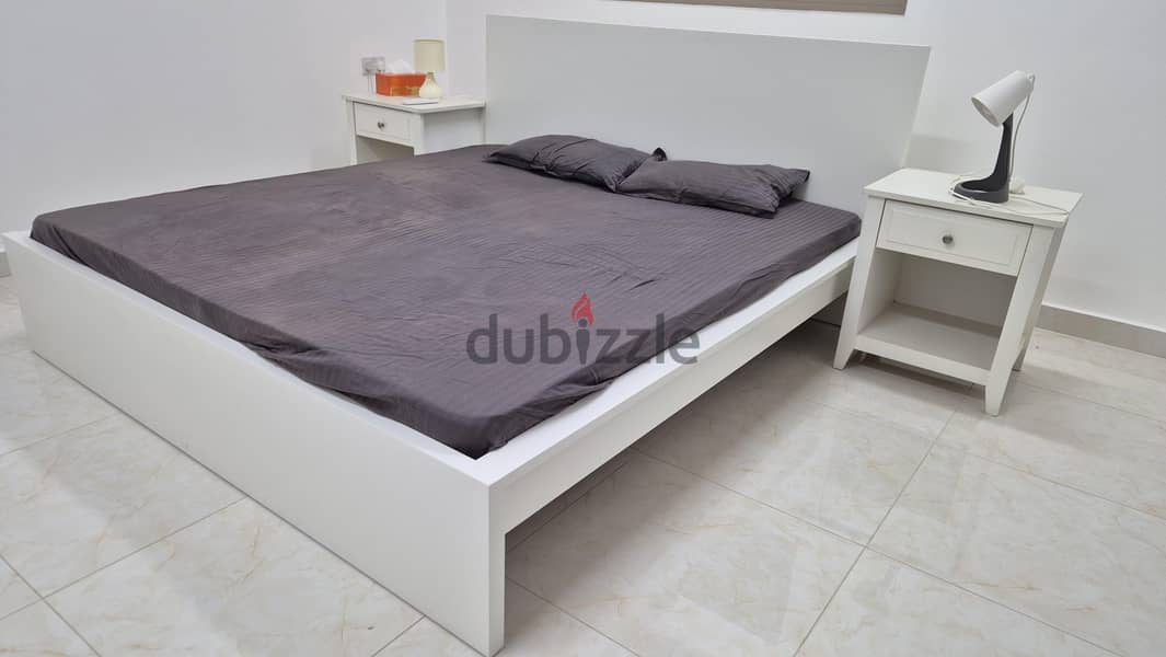 Ikea King Bed 2 side tables Mattress 1