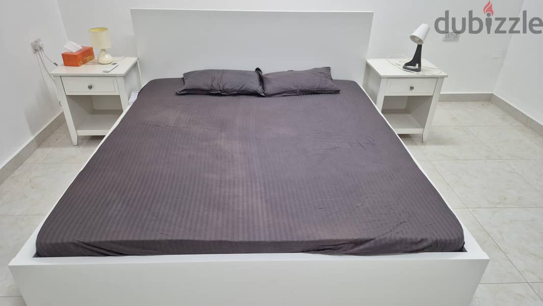 Ikea King Bed 2 side tables Mattress 2