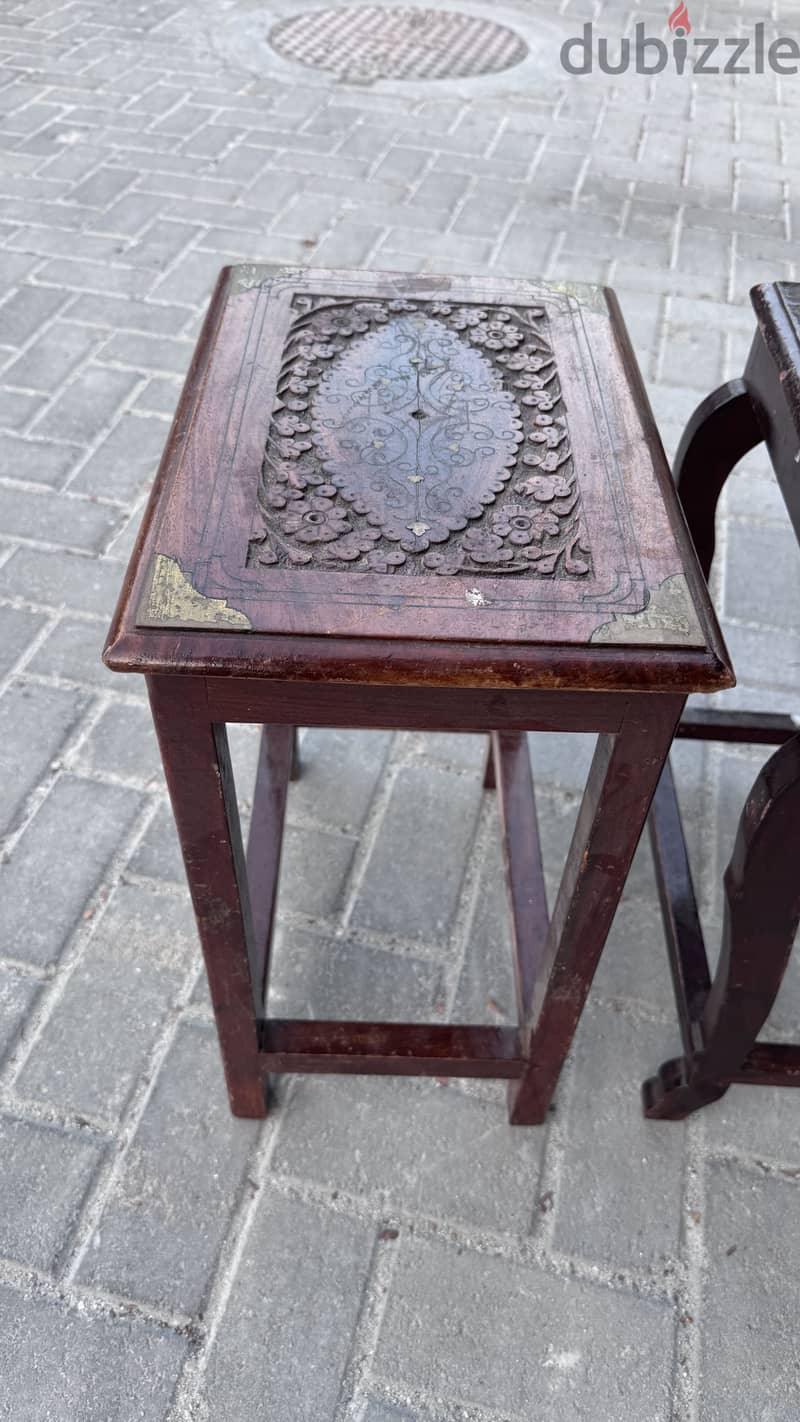 2 small vintage wooden side tables /stools 2