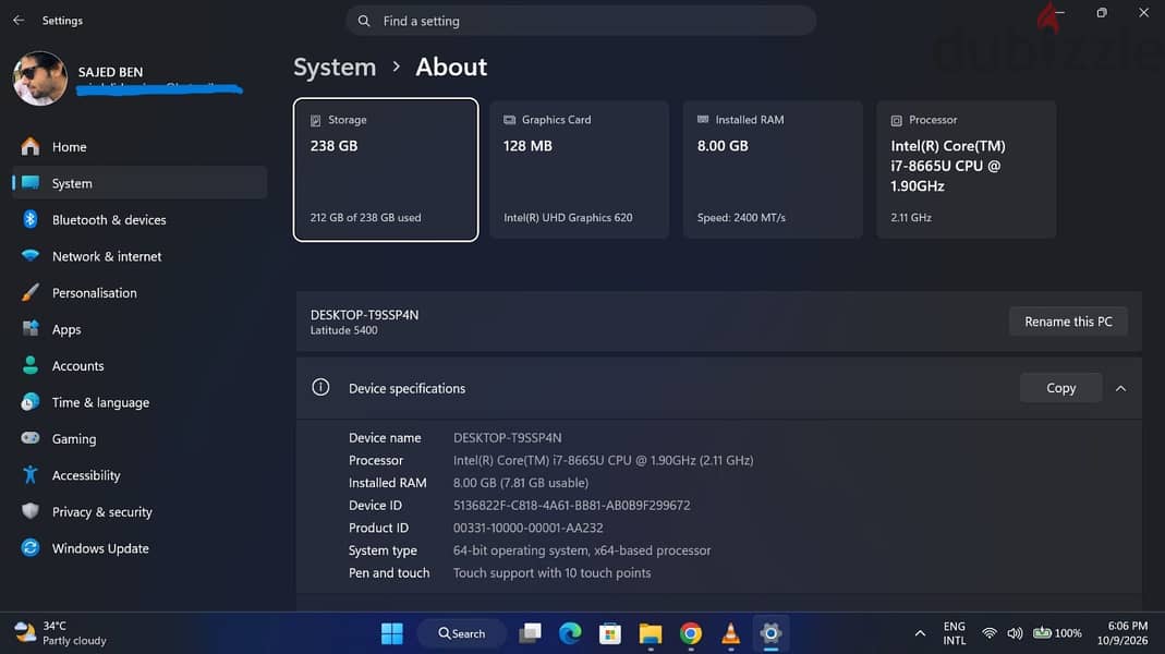 Dell Latitude 5400 Core i7-8th Gen 256/8 GB 1