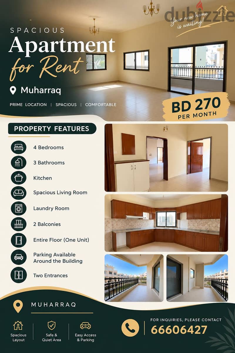 Spacious 4 Bhk i Muharraq/1st floor / no lift 1