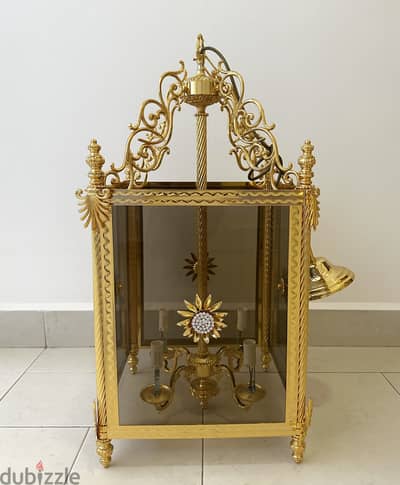 Gold Classic Lantern Chandelier + Free Matching Wall Light