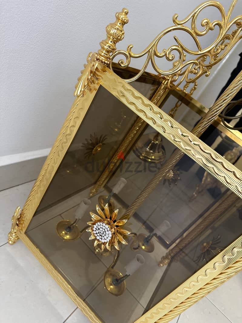 Gold Classic Lantern Chandelier + Free Matching Wall Light 1
