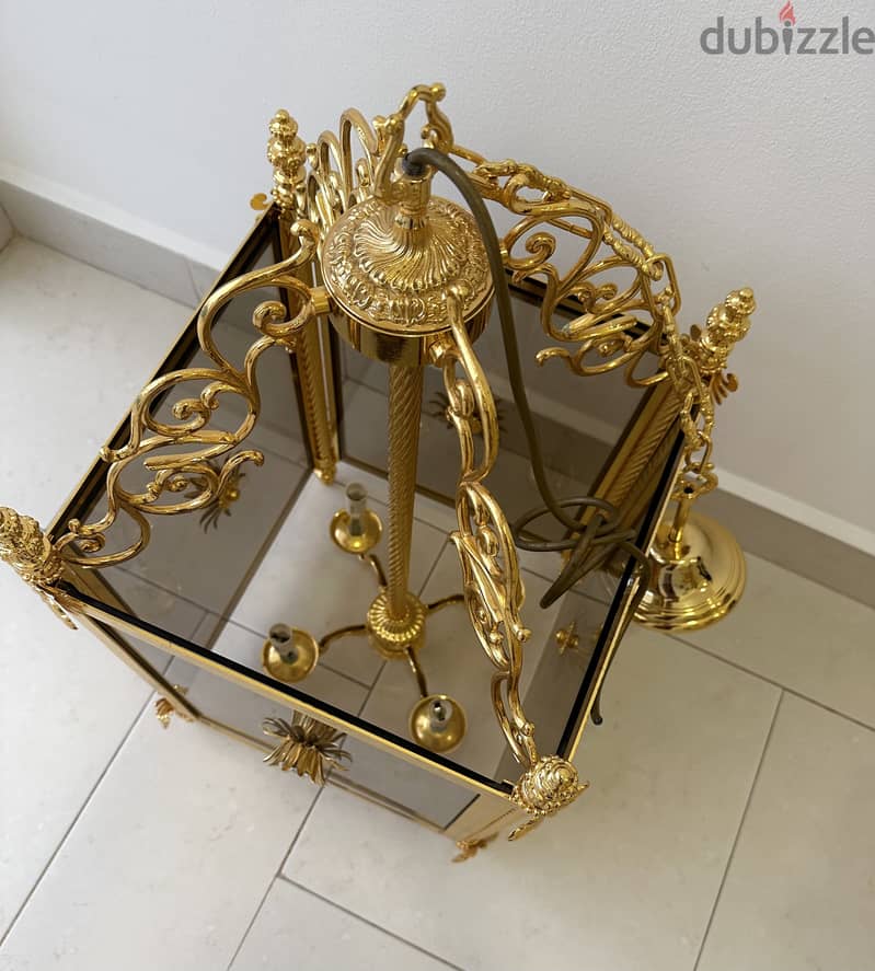 Gold Classic Lantern Chandelier + Free Matching Wall Light 2