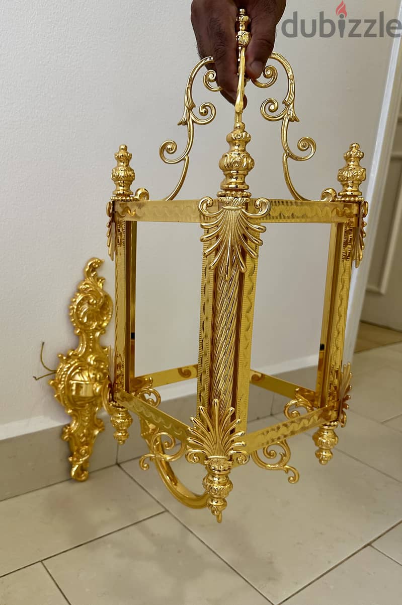 Gold Classic Lantern Chandelier + Free Matching Wall Light 3