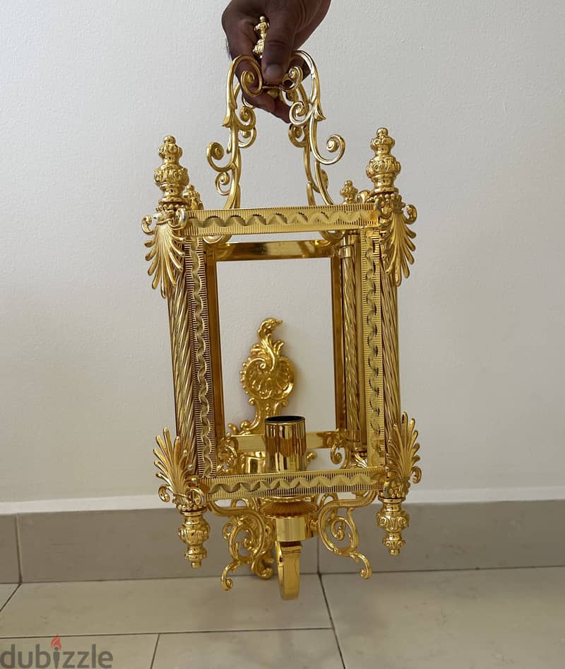Gold Classic Lantern Chandelier + Free Matching Wall Light 4