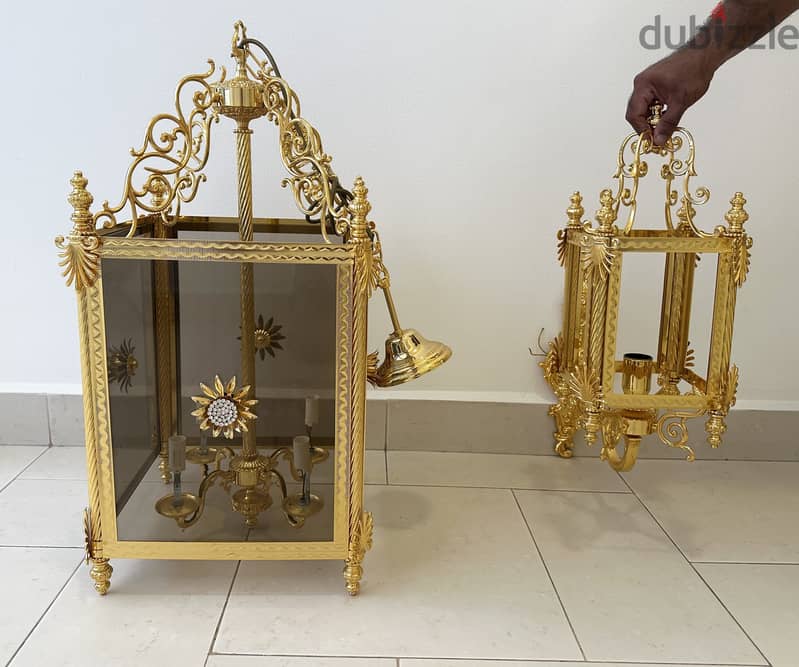 Gold Classic Lantern Chandelier + Free Matching Wall Light 6