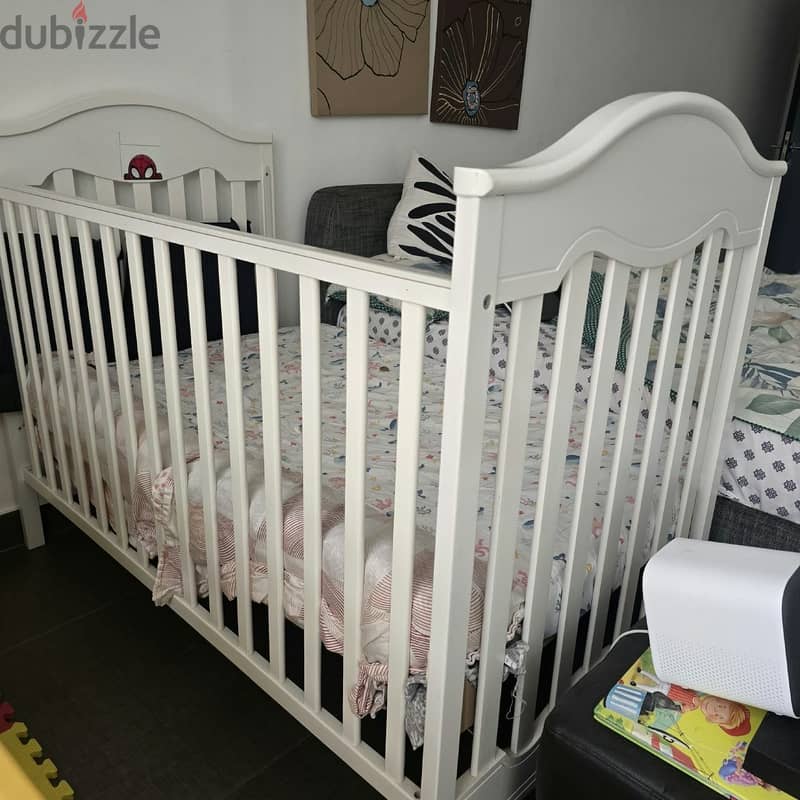 Classic White Baby Cot Bed with Mattress Included⁠ 1