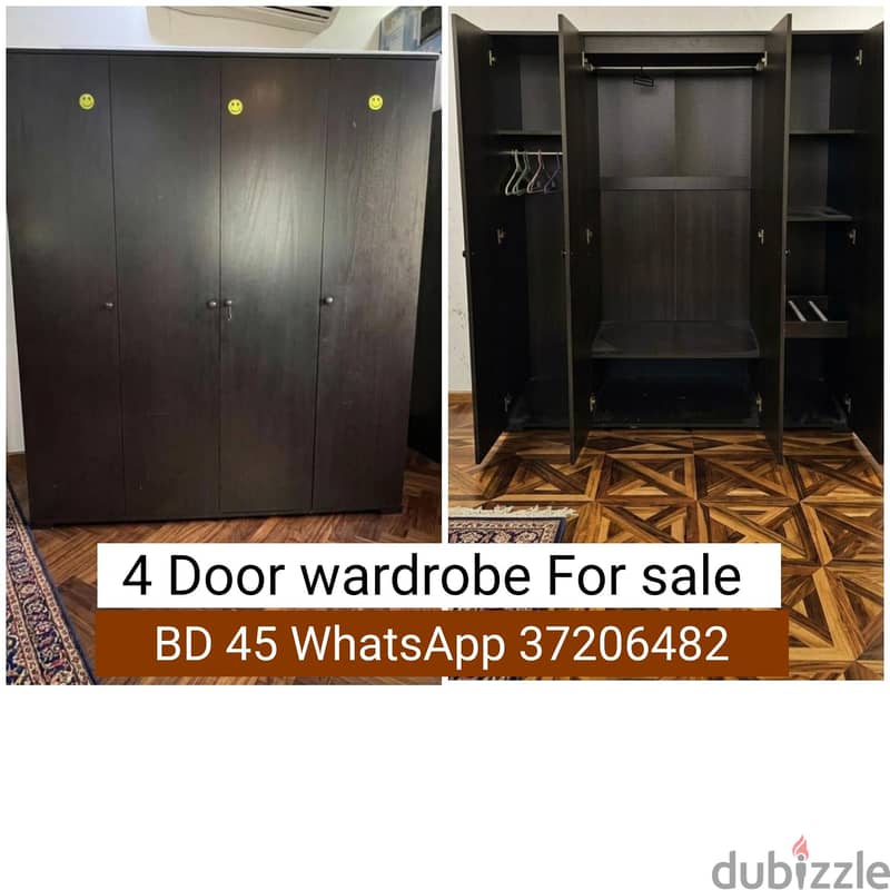 Queen size bed + Mattress & 3 door wardrobe & other items for sale 8