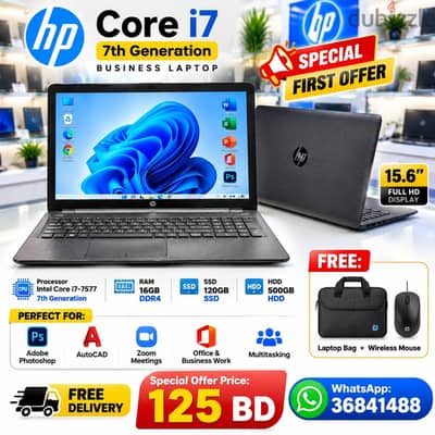 HP Core I7 7th Gen 15.6" Laptop 16GB RAM 128GB+500GB HDD Call/36841488