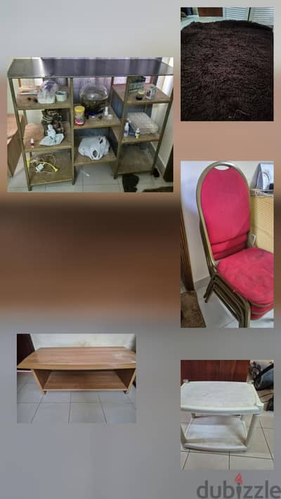 big metal stand ,chair,table,floor mat