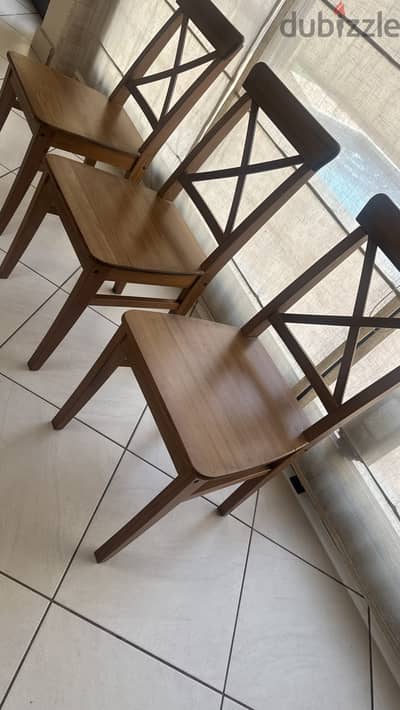 Wooden chair with bench