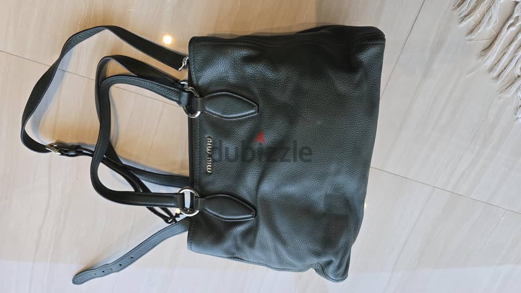 Mu Miu Vitello Leather Tote / Caribou 1