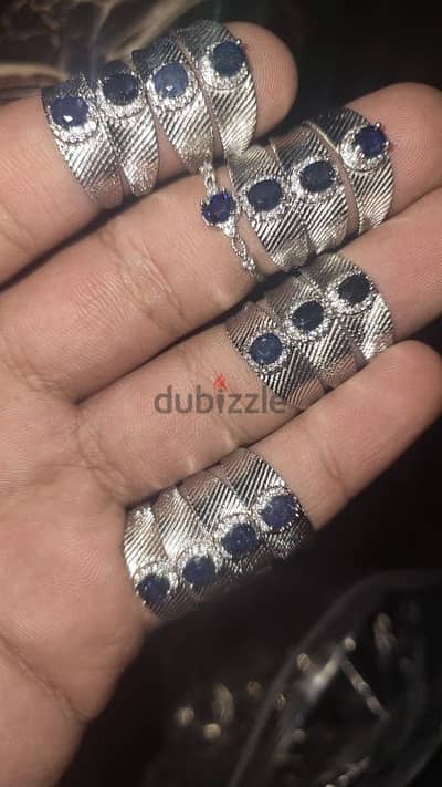 50ring blue sapphire ٥٠خاتم ياقوت ازرق روديوم