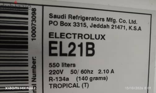 working fridge Electrolux 550 L iters at  35 bd