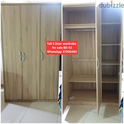 Tall 3 door wardrobe and other items for sale with Delivery