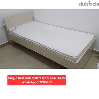 Single wooden bed with mattress and other items for sale with Delivery
