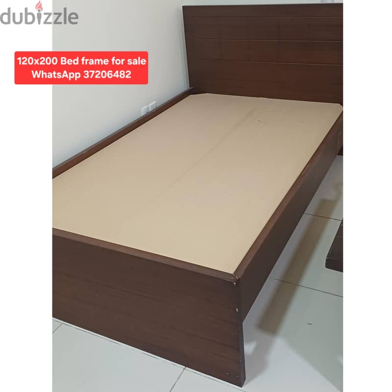 Single wooden bed with mattress and other items for sale with Delivery 4
