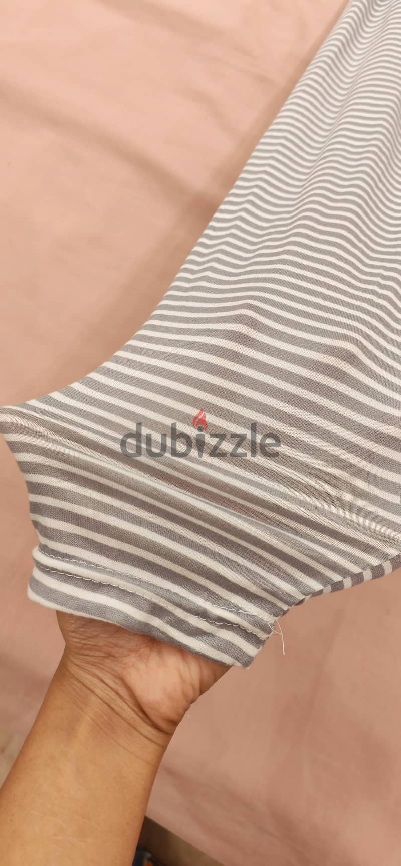 Grey & White Striped Leggings 1