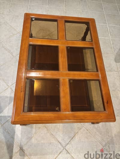 Wooden Coffee Table with Glass Top
