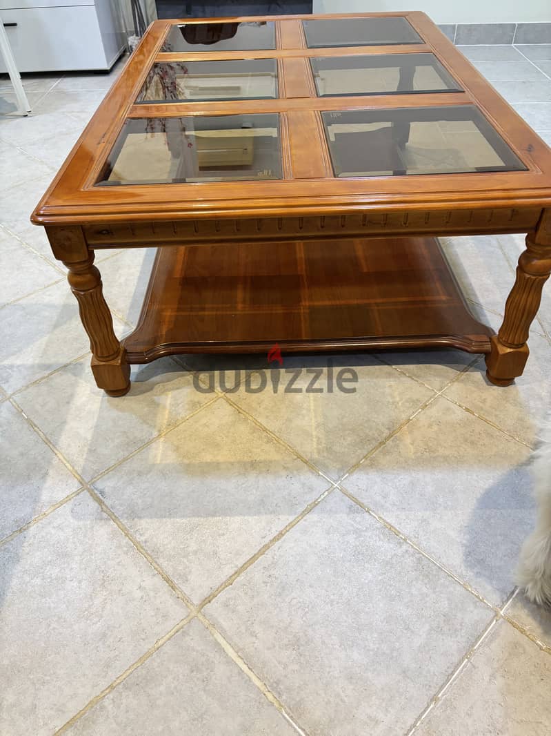 Wooden Coffee Table with Glass Top 1