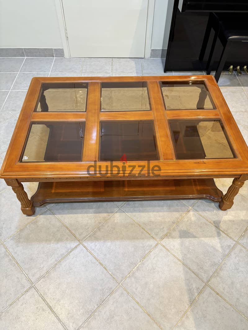 Wooden Coffee Table with Glass Top 2