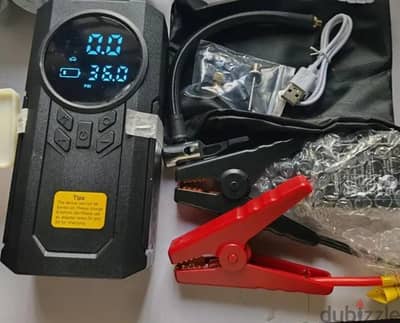 Jump Starter + Tire Compressor + Power Bank, Car Battery Booster