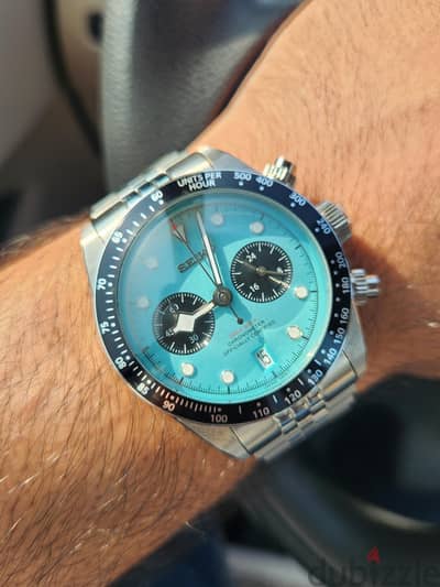 Seiko black bay chronograph custom mod quartz watch