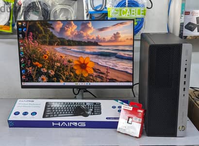 HP i7 8th Gen PC (12CPUs) RAM 8GB SSD 128GB M. 2+500GB HDD 24"  Monitor
