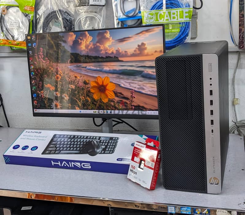 HP i7 8th Gen PC (12CPUs) RAM 8GB SSD 128GB M. 2+500GB HDD 24"  Monitor 3