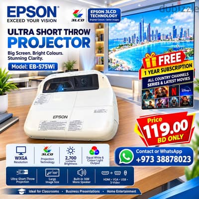 Epson Projector 2,700 Lumens Bright Images,even In Daylight Watch You