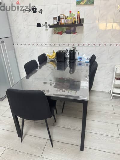 Danube black color dining table 6 chairs
