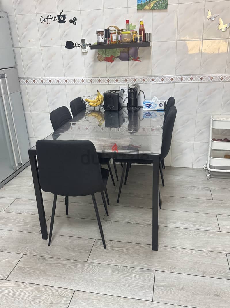 Danube black color dining table 6 chairs 1