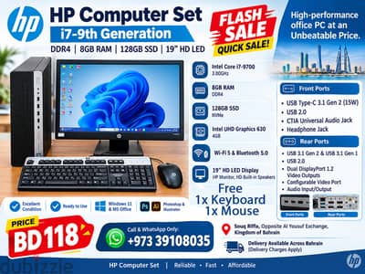 Intel Core i7 9th Generation 8GB/128GB SSD HD Monitor Display 118 BD