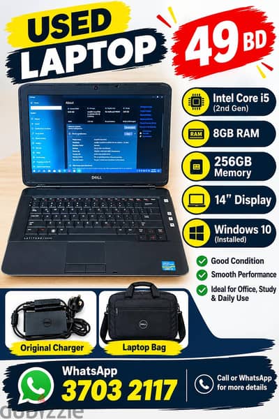 Dell Intel Core i5 Laptop 8GB RAM 256GB Storage 14"HD Display