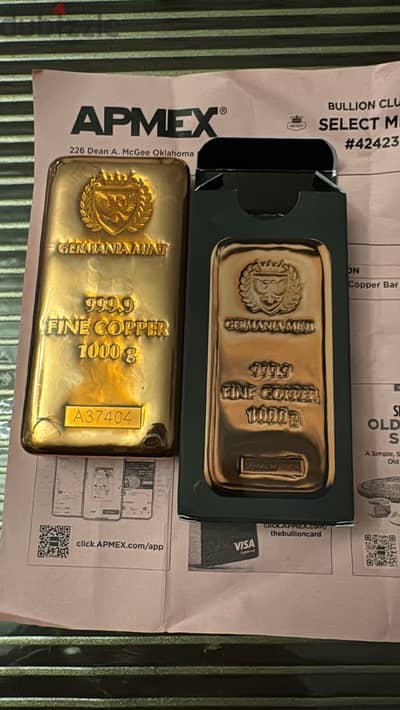سبيكة نحاس 1 كيلو Germania Mint 999.9 | 1kg Copper Bar