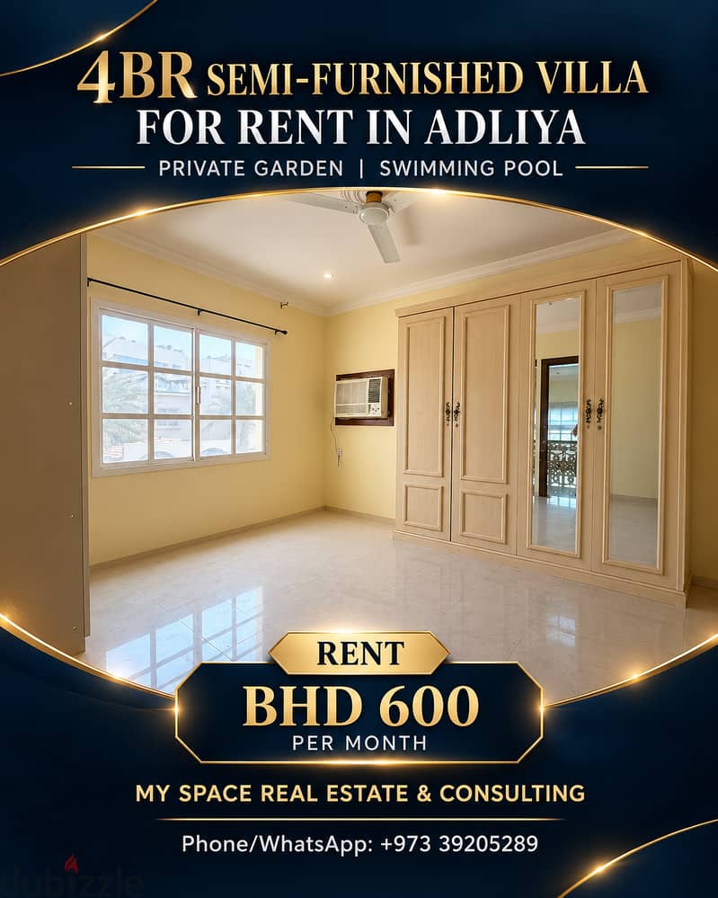4BR Semi-Furnished Villa for Rent in Adliya | Private Garden | Swimmin 1