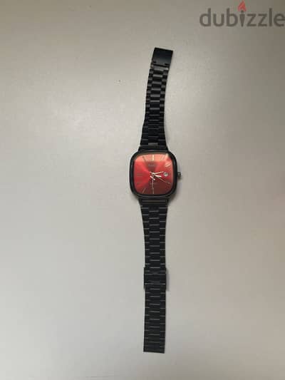Casio Black Metal Watch with Red Dial