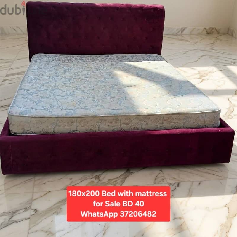 Queen size bed with mattress + 3 door wardrobe & other items for sale 9