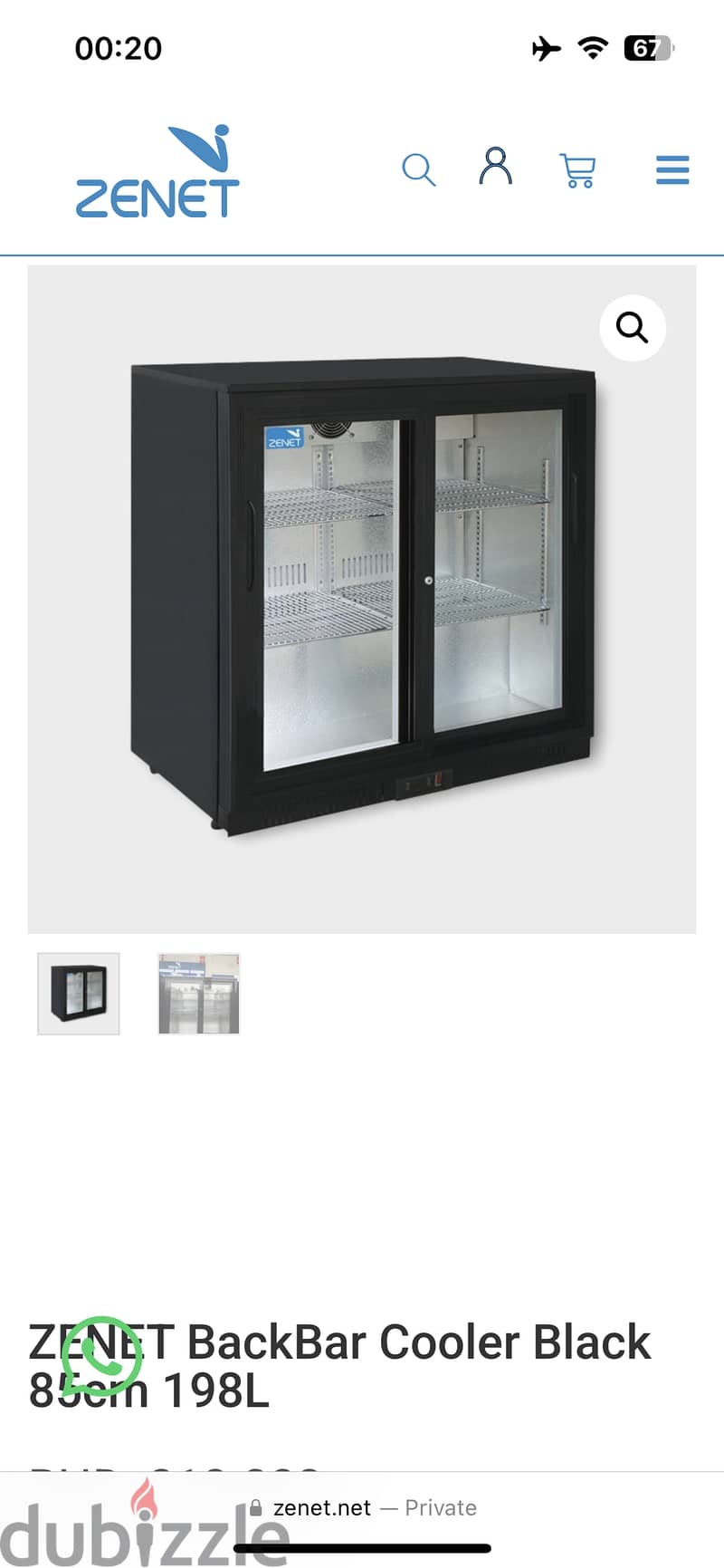 ZENET BackBar Cooler Black 85cm 198L 1