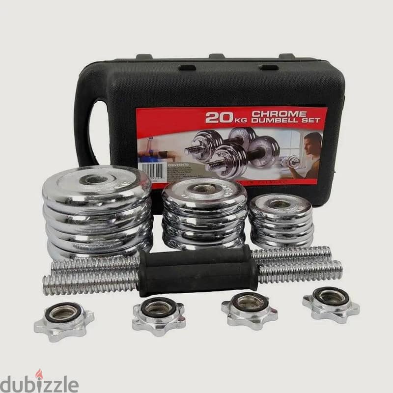 20KG Chrome Adjustable Dumbbell Set Brand New with Case – 30 BD 1