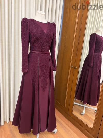 Elegant Burgundy Occasion Dress for Sale فستان مناسبات عنابي للبيع
