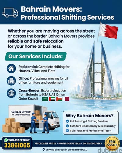 Houses shifting service Bahrain Villa flat office shifting