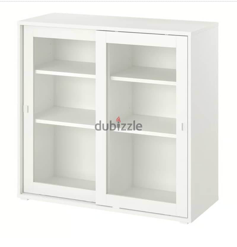 Ikea Cabinet with sliding glass doors, white, 95x37x90 cm 2