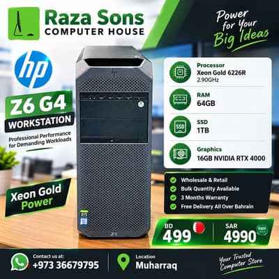 Hp Z6 G4 Workstation- Xeon Gold 6226R 2.90GHz -16GB RTX 4000