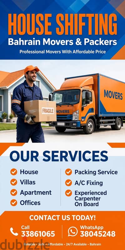 Movers and Packers in Bahrain villa flat office shifting